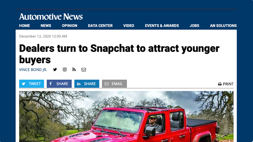  Success on Snapchat Ads with Under 30 Year Old Car Buyers